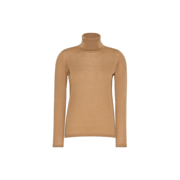 Saluto Wool Polo-Neck Sweater in Camel
