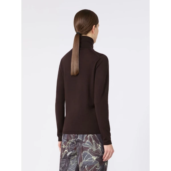 Max Mara Saluto Wool Polo-Neck Sweater in Dark Brown | Turtlenecks | Luxury Shoes 
