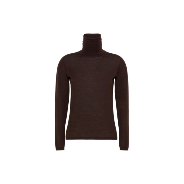 Max Mara Saluto Wool Polo-Neck Sweater in Dark Brown | Turtlenecks | Luxury Shoes 