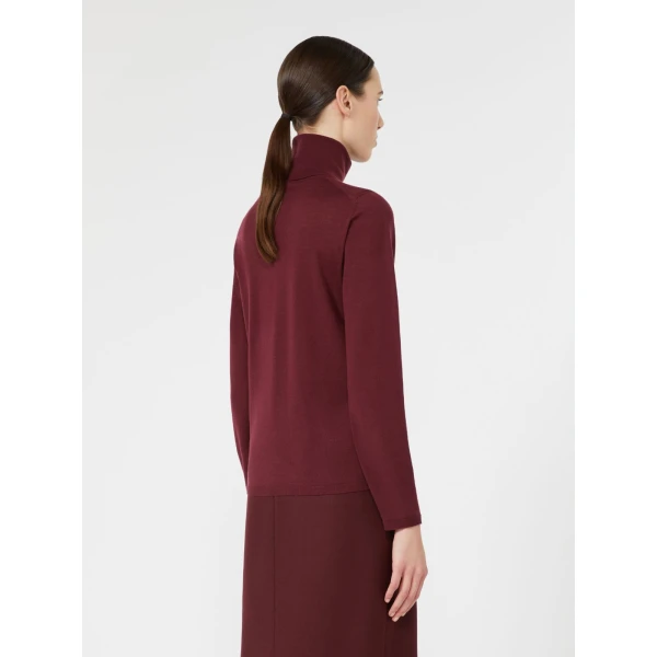 Max Mara Saluto Wool Polo-Neck Sweater in Red Purple | Turtlenecks | Luxury Shoes 