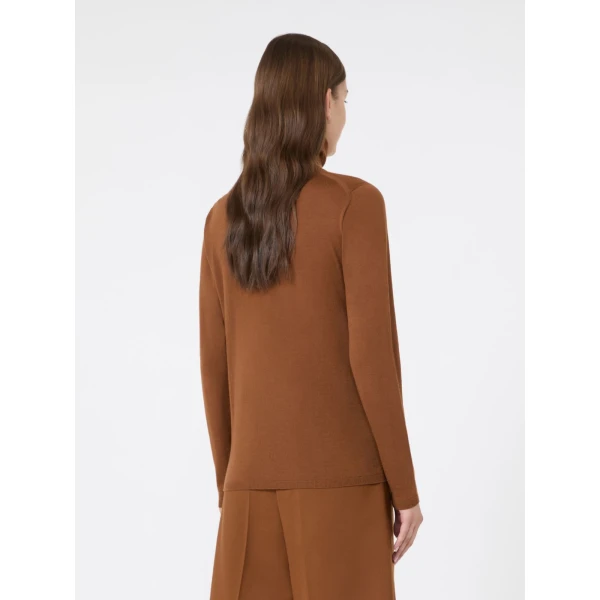 Max Mara Saluto Wool Polo-Neck Sweater in Tobacco | Turtlenecks | Luxury Shoes 