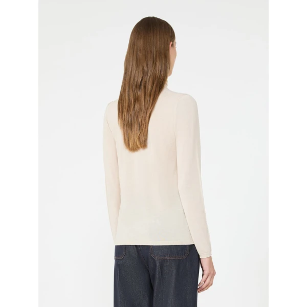 Max Mara Saluto Wool Polo-Neck Sweater in White | Turtlenecks | Luxury Shoes 