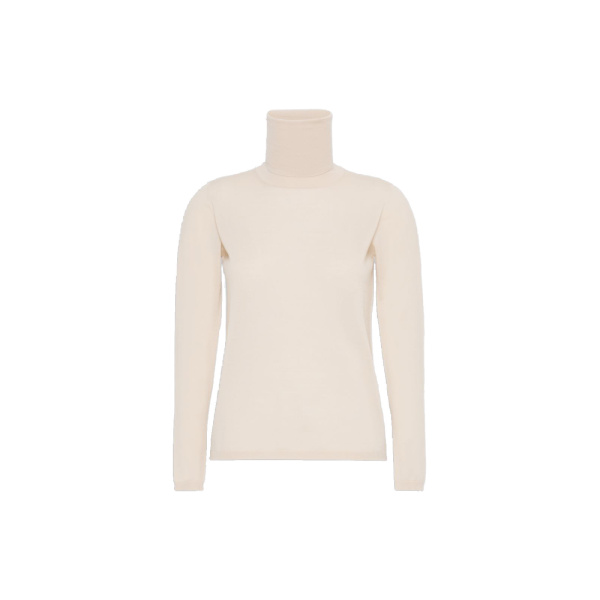 Max Mara Saluto Wool Polo-Neck Sweater in White | Turtlenecks | Luxury Shoes 