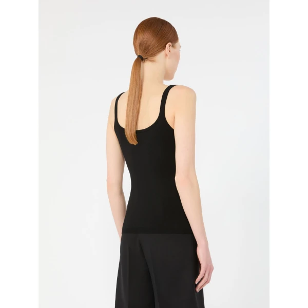 Max Mara Salvo Sleeveless Wool Yarn Sweater in Black | Sweaters | Luxury Shoes 