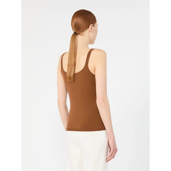Max Mara Salvo Sleeveless Wool Yarn Sweater in Tobacco | Sweaters | Luxury Shoes 
