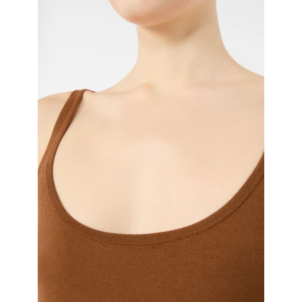 Max Mara Salvo Sleeveless Wool Yarn Sweater in Tobacco | Sweaters | Luxury Shoes 