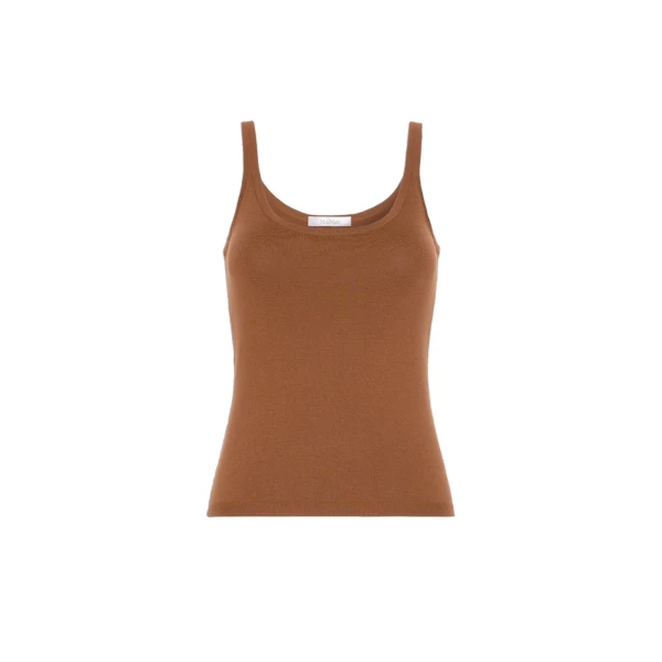 Salvo Sleeveless Wool Yarn Sweater in Tobacco