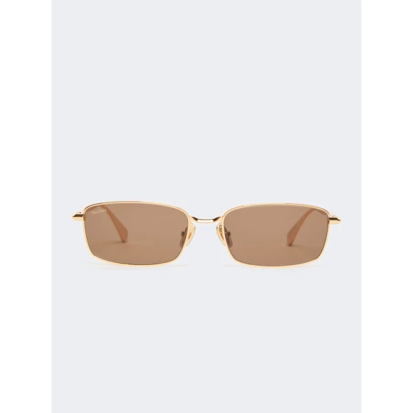 Max Mara Sarong Rectangular Sunglasses in Gold Brown | Sunglasses | Luxury Shoes 