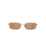 Max Mara Sarong Rectangular Sunglasses in Gold Brown | Sunglasses | Luxury Shoes 