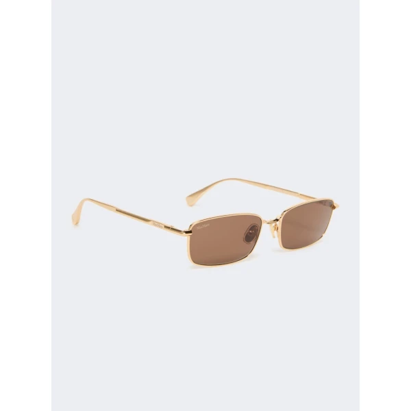 Max Mara Sarong Rectangular Sunglasses in Gold Brown | Sunglasses | Luxury Shoes 