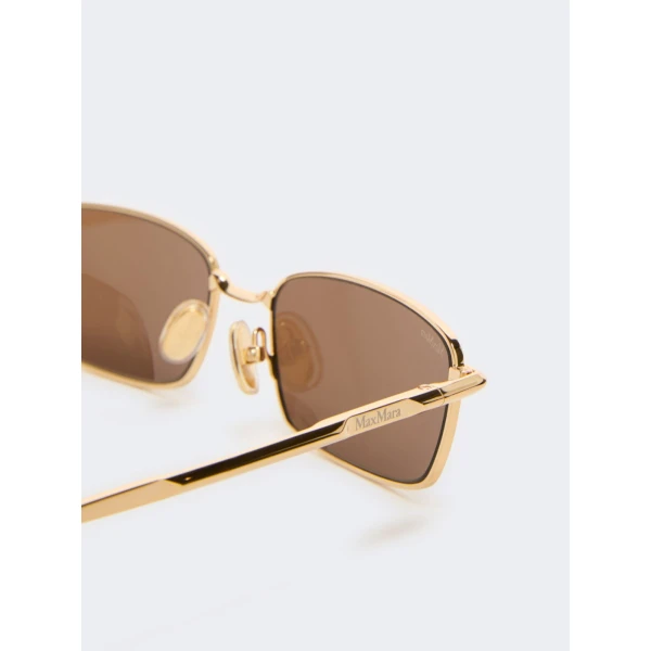 Max Mara Sarong Rectangular Sunglasses in Gold Brown | Sunglasses | Luxury Shoes 