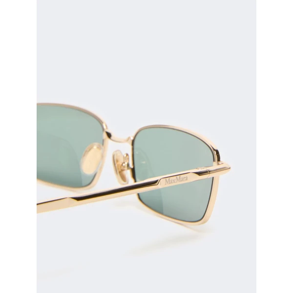 Max Mara Sarong Rectangular Sunglasses in Oil Green | Sunglasses | Luxury Shoes 