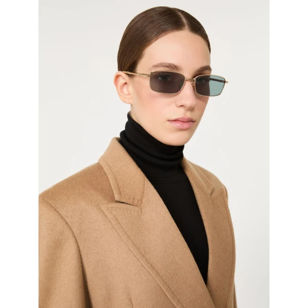 Max Mara Sarong Rectangular Sunglasses in Oil Green | Sunglasses | Luxury Shoes 