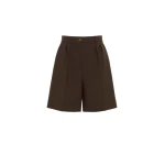 Max Mara Sauna Double Woollen Cloth Bermuda Shorts in Dark Brown | Shorts | Luxury Shoes 