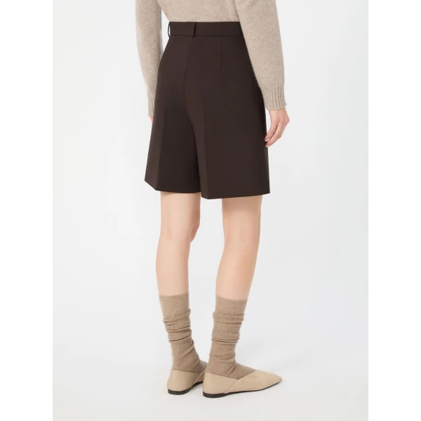 Max Mara Sauna Double Woollen Cloth Bermuda Shorts in Dark Brown | Shorts | Luxury Shoes 