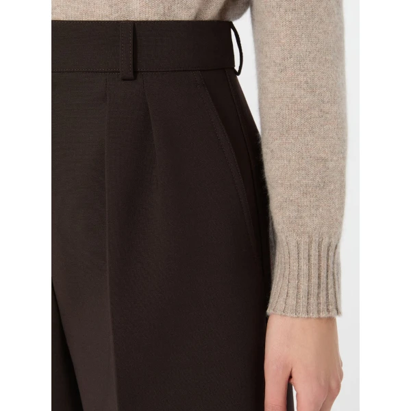 Max Mara Sauna Double Woollen Cloth Bermuda Shorts in Dark Brown | Shorts | Luxury Shoes 