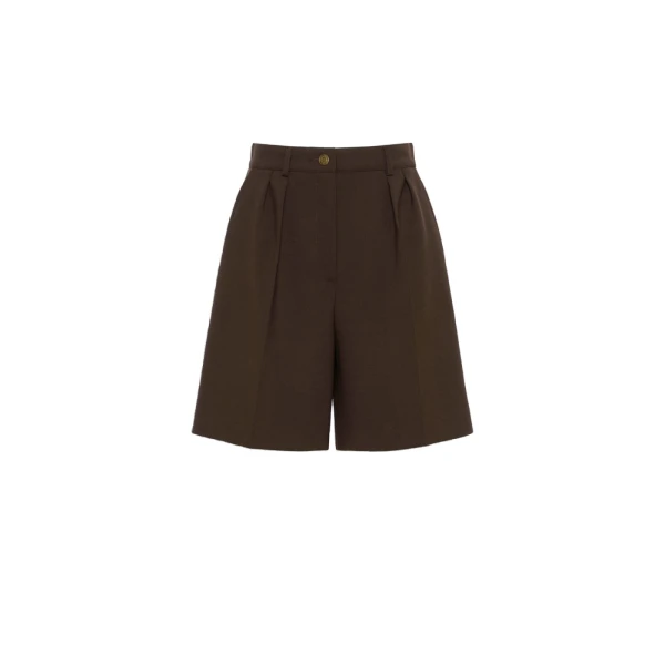 Sauna Double Woollen Cloth Bermuda Shorts in Dark Brown