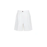 Max Mara Sauna Double Woollen Cloth Bermuda Shorts in White | Shorts | Luxury Shoes 