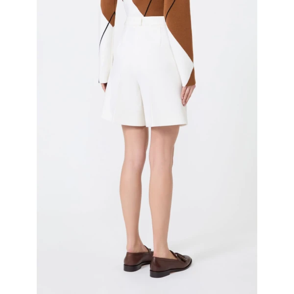 Max Mara Sauna Double Woollen Cloth Bermuda Shorts in White | Shorts | Luxury Shoes 