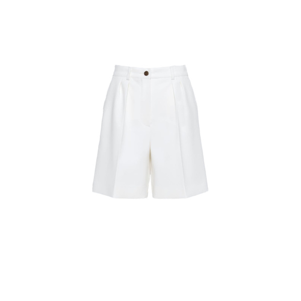 Max Mara Sauna Double Woollen Cloth Bermuda Shorts in White | Shorts | Luxury Shoes 