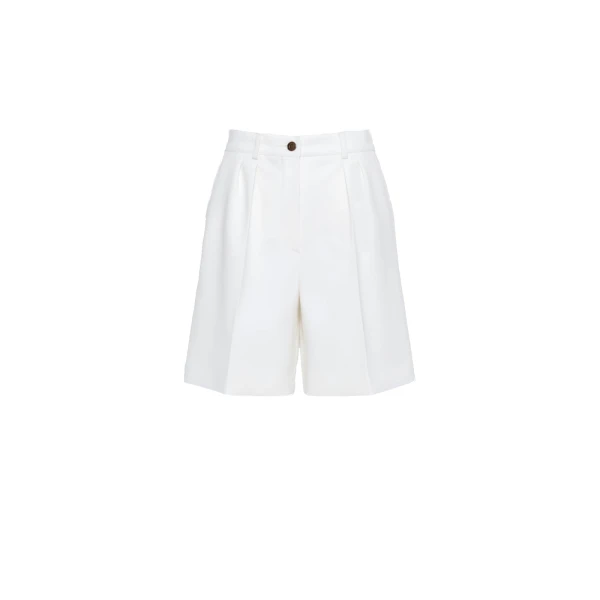 Max Mara Sauna Double Woollen Cloth Bermuda Shorts in White | Shorts | Luxury Shoes 