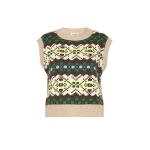 Max Mara Savana Jacquard Wool Gilet in Green | Sweaters | Luxury Shoes 