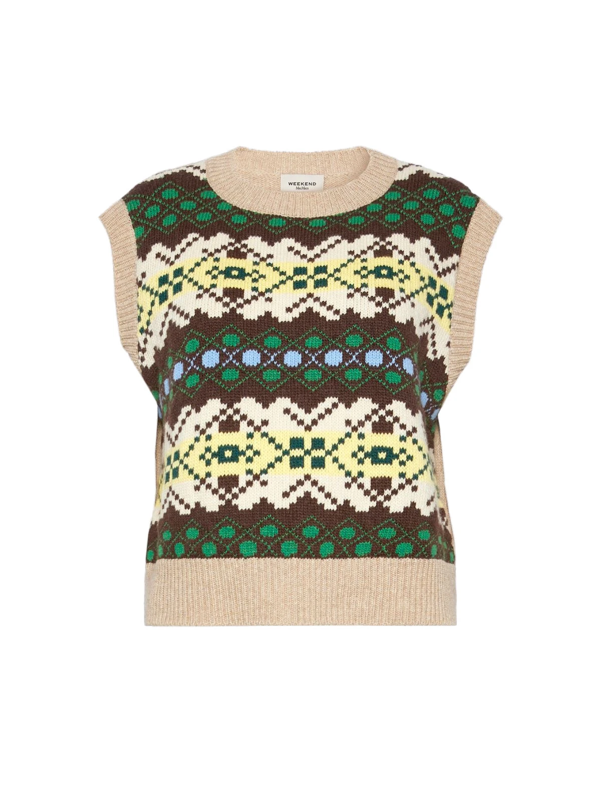Max Mara Savana Jacquard Wool Gilet in Green Max Mara Savana Jacquard Wool Gilet in Green | Sweaters | Luxury Shoes