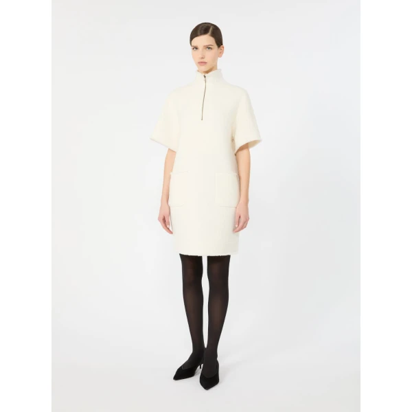 Max Mara Savana Wool Jersey Sweatshirt Dress in White | Mini Dresses | Luxury Shoes 