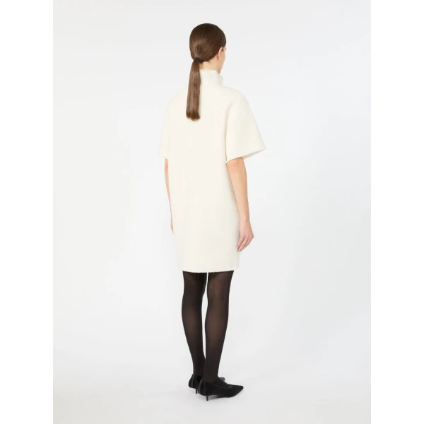 Max Mara Savana Wool Jersey Sweatshirt Dress in White | Mini Dresses | Luxury Shoes 
