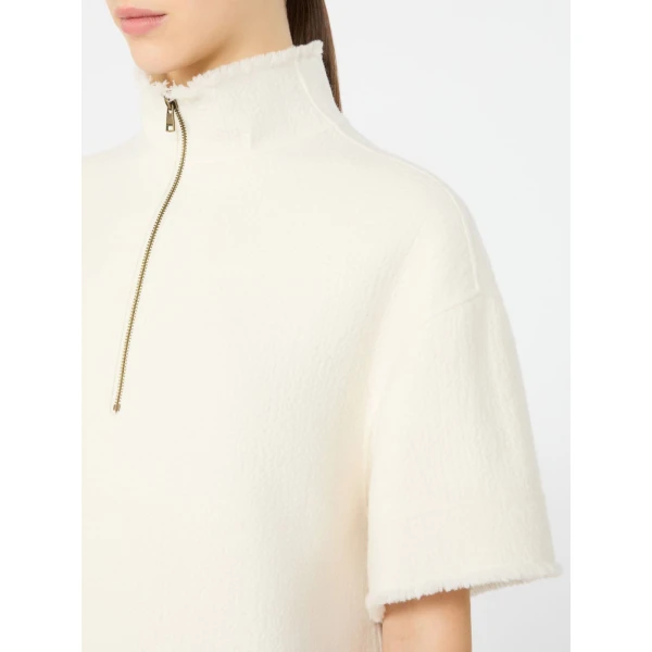 Max Mara Savana Wool Jersey Sweatshirt Dress in White | Mini Dresses | Luxury Shoes 