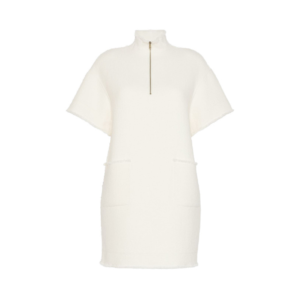 Max Mara Savana Wool Jersey Sweatshirt Dress in White | Mini Dresses | Luxury Shoes 