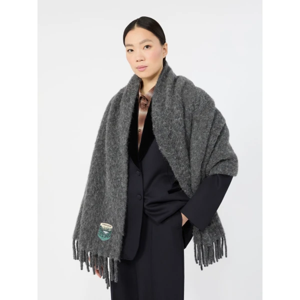 Max Mara Scalata Alpaca and Wool Stole in Medium Grey | Scarves | Luxury Shoes 