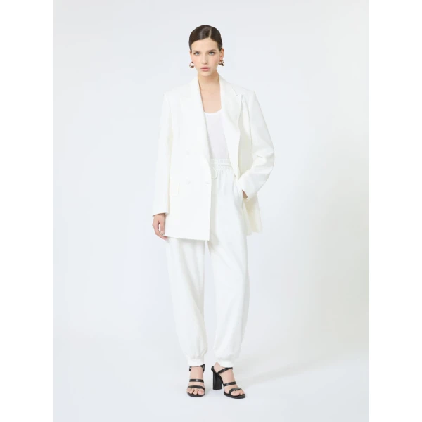 Max Mara Scatola Pique Jersey Olimpia Jacket in White | Blazers | Luxury Shoes 