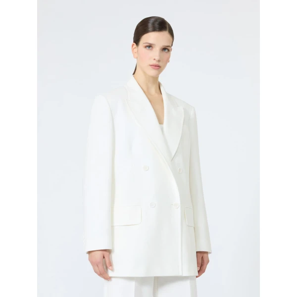 Max Mara Scatola Pique Jersey Olimpia Jacket in White | Blazers | Luxury Shoes 