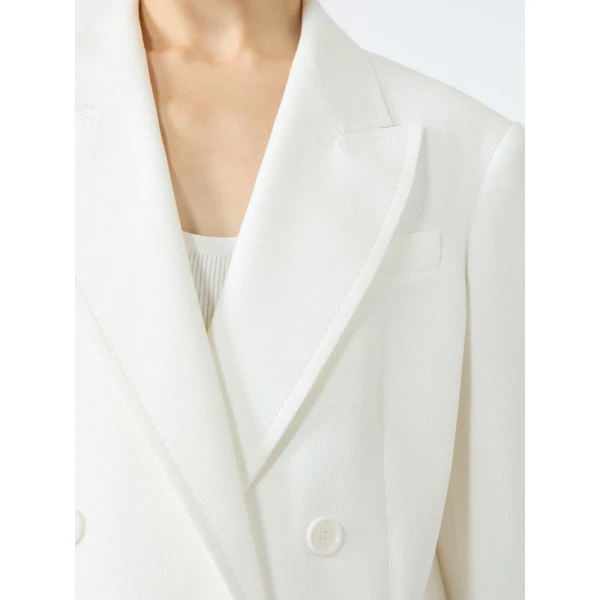 Max Mara Scatola Pique Jersey Olimpia Jacket in White | Blazers | Luxury Shoes 