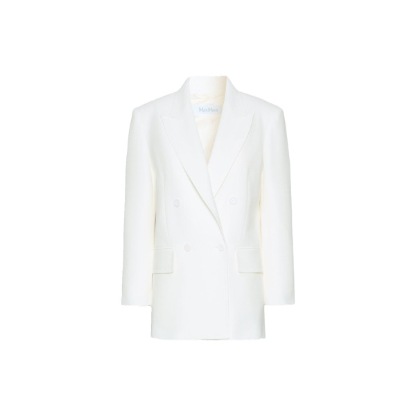 Max Mara Scatola Pique Jersey Olimpia Jacket in White | Blazers | Luxury Shoes 