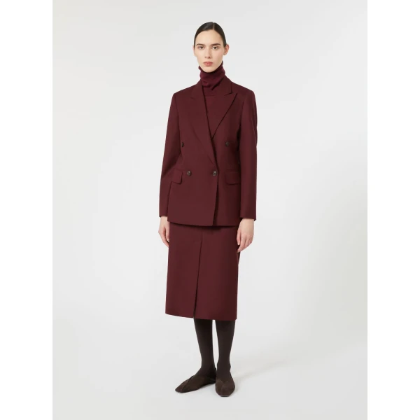 Max Mara Scenico Double-Breasted Wool Flannel Blazer in Wine | Blazers | Luxury Shoes 
