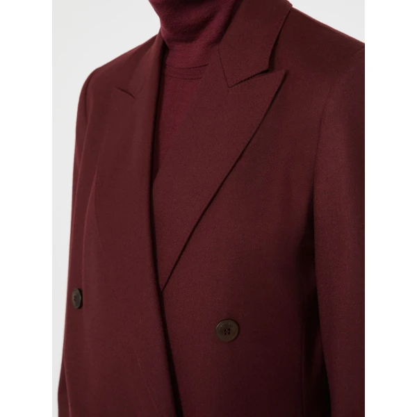 Max Mara Scenico Double-Breasted Wool Flannel Blazer in Wine | Blazers | Luxury Shoes 