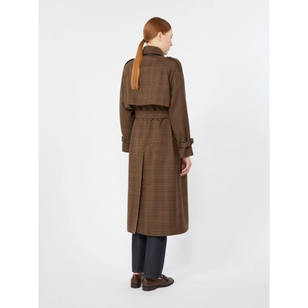 Max Mara Scoglio Glen Plaid Wool Twill Trench Coat in Tobacco | Trench Coat | Luxury Shoes 