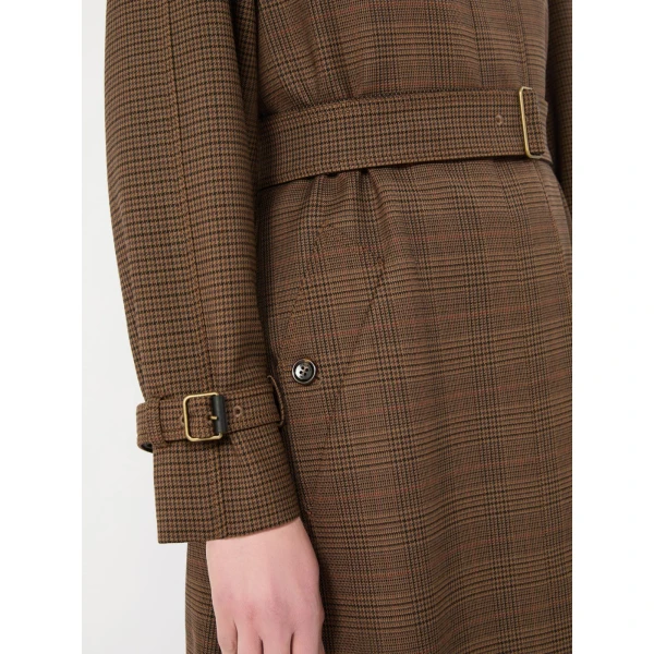 Max Mara Scoglio Glen Plaid Wool Twill Trench Coat in Tobacco | Trench Coat | Luxury Shoes 