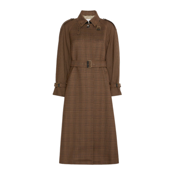 Max Mara Scoglio Glen Plaid Wool Twill Trench Coat in Tobacco | Trench Coat | Luxury Shoes 