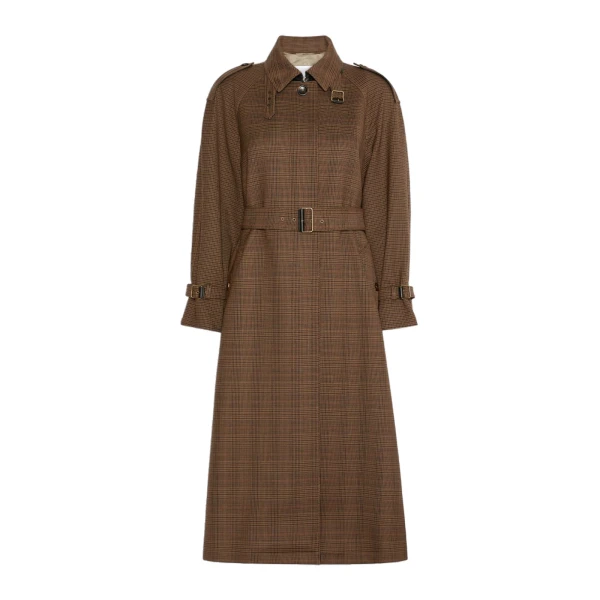 Max Mara Scoglio Glen Plaid Wool Twill Trench Coat in Tobacco | Trench Coat | Luxury Shoes 