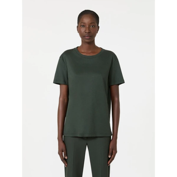 Max Mara Segale Cotton and Modal Jersey T-Shirt in Dark Green | T-shirts | Luxury Shoes 