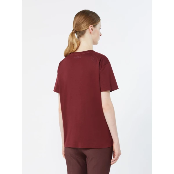 Max Mara Segale Cotton and Modal Jersey T-Shirt in Dark Red | T-shirts | Luxury Shoes 