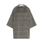Max Mara Seggio Prince of Wales Wool Midi Coat in Dark Grey | Wool Coat | Luxury Shoes 