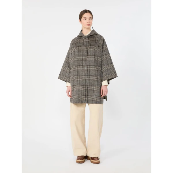 Max Mara Seggio Prince of Wales Wool Midi Coat in Dark Grey | Wool Coat | Luxury Shoes 