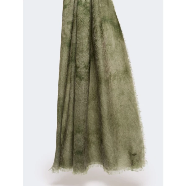 Max Mara Senior Jacquard Wool Stole in Olive Green | Scarves | Luxury Shoes 