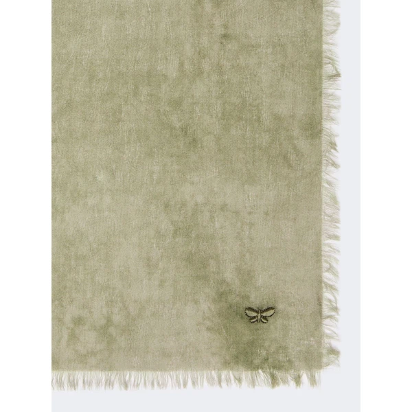 Max Mara Senior Jacquard Wool Stole in Olive Green | Scarves | Luxury Shoes 