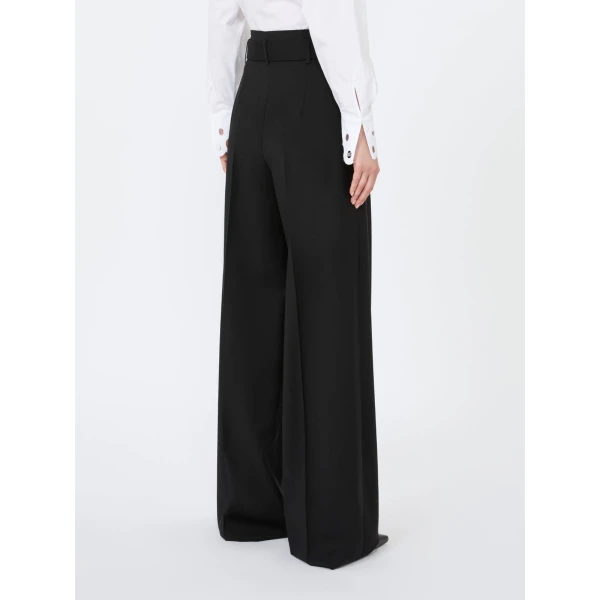 Max Mara Serio High-Waisted Woollen Cloth Trousers in Black | Wide leg pants | Luxury Shoes 