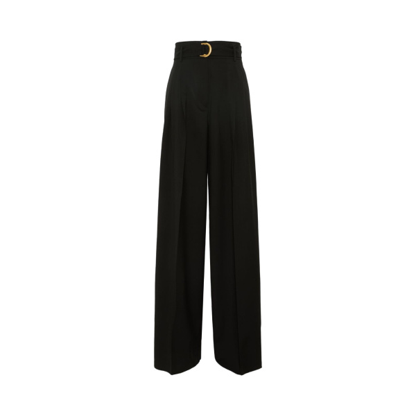 Max Mara Serio High-Waisted Woollen Cloth Trousers in Black | Wide leg pants | Luxury Shoes 